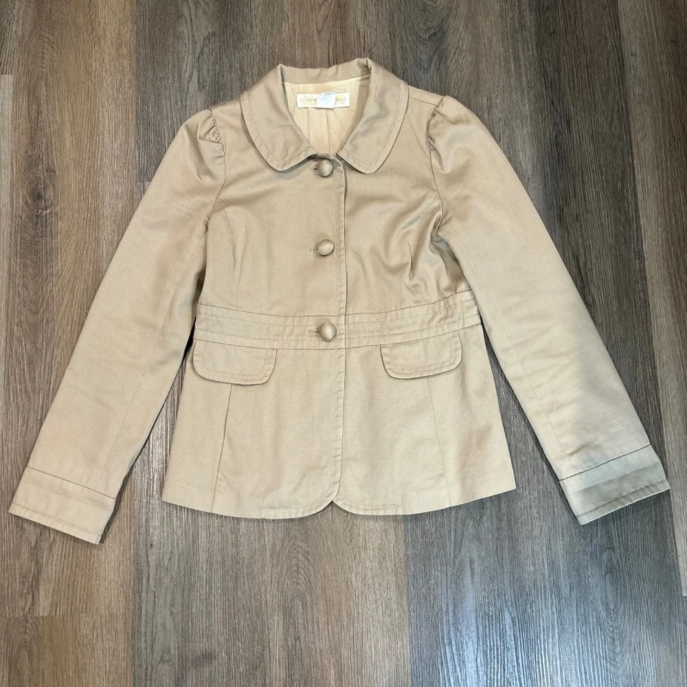 J Crew Women's Chino Classic Twill Collared Fitted Pleated Back‎ Jacket Size 0